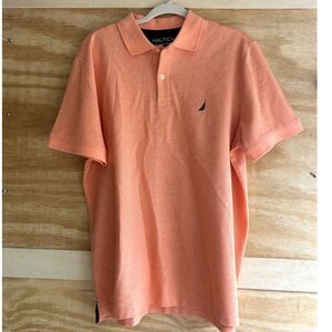 Nautica Polo Mens Size Large Peach/Coral Short Sleeve